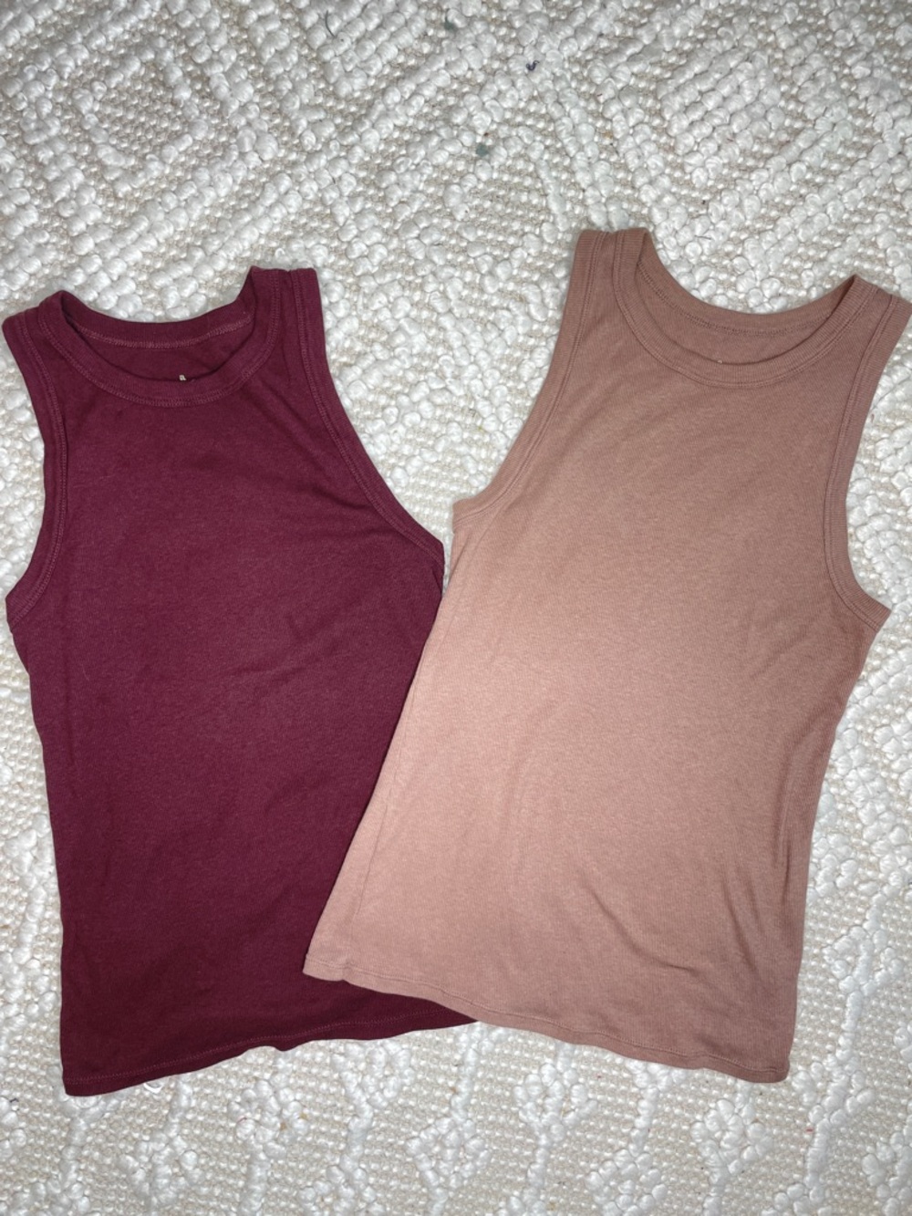 A New Day Tank Top Duo - Burgundy and Rose Tan - Size M